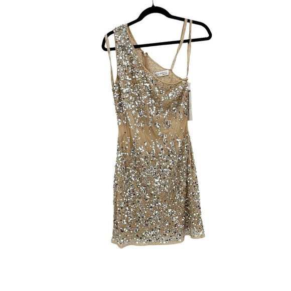 Mac Duggal 10977 Beaded Sheer Waist Cocktail Dress Sleeveless Nude Size 4 NWT - Picture 9 of 13
